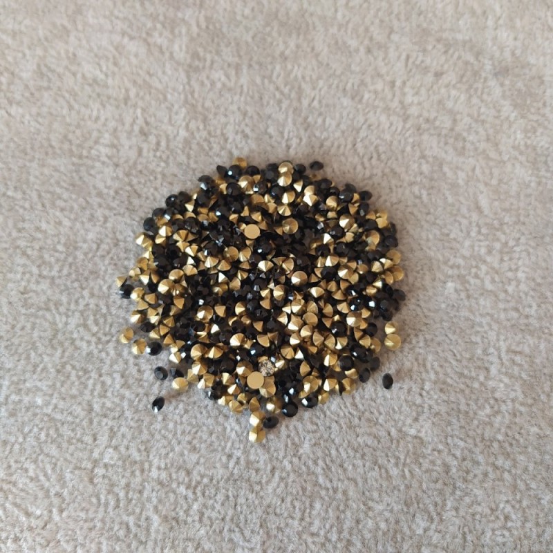 Black Rhinestones, Stones, 2.5 mm (~) diameter, pack / 4 g (~)