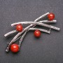 Brooch Accent with Carnelian, Gray Metal 70x32mm
