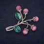 Brooch 'Berry Berries' Cat's Eye 48x55mm, enamel, pink-green, silver metal