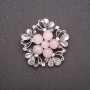 Brooch with natural stone Rose Quartz Boutonnière metal color gray 40mm