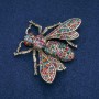 Brooch Butterfly with Rhinestones, Golden Metal 70x55mm +