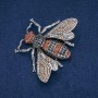Brooch Butterfly with Golden, Black and Gasoline Crystals, Dark Silver Metal 70x55mm +