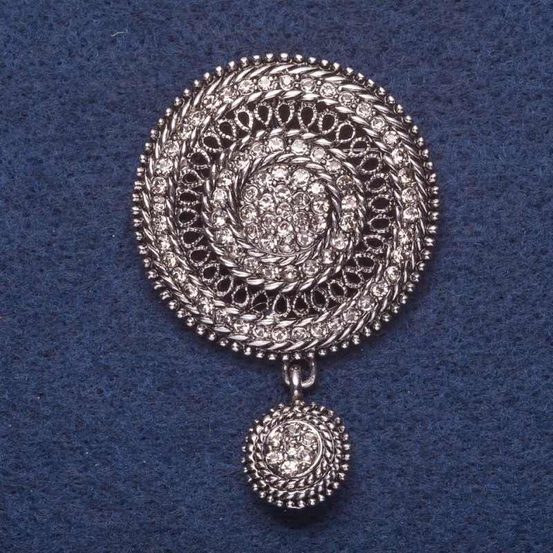 Brooch color of metal silver 3.7x5.5 cm