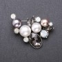 Brooch Branch with Gray and White Pearl Beads 52×50mm Gray Metal