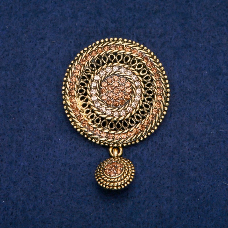 Brooch Agraf with Golden Rhinestones, Golden Metal 37x57mm
