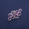 Brooch with Amethyst and Purple Enamel, Silver Metal 30x57mm