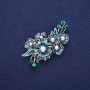 Brooch Bouquet with Pearl, blue enamel and green rhinestones, silver metal 33x58mm