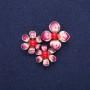  Brooch pendant Flowers with Coral and burgundy enamel, golden metal 36x46mm