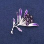 Brooch Flower with Amethyst, purple enamel, silver metal 42×51mm