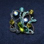 Brooch Accent Sea 55x55mm Rhinestones Emerald Green Blue Sea-Galvanized Gold Metal