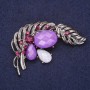 Brooch Feather of the Fire Bird with crystals lavender-gray 55x38mm silver metal