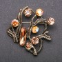 Brooch large Accent with yellow crystals "chameleon" yellow metal 55×55mm