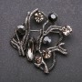 Brooch large Accent with gray crystals gray metal 55x55mm