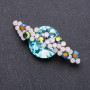 Brooch Planet - silver metal with blue crystal and rhinestones 65x25mm +
