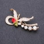 Brooch Butterfly with Multicolor Rhinestones 55x25mm Yellow Metal