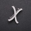 Initial Brooch with the letter "H" White Rhinestones, Metal Color "Grey" 27x21 mm