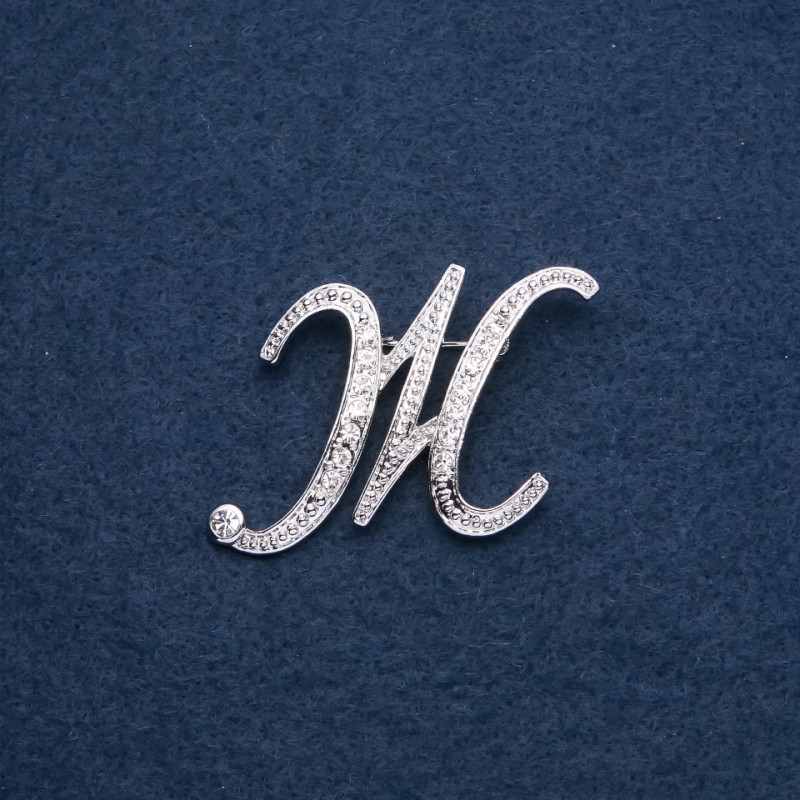 Brooch Initial J Letter 43x36mm Silver Color