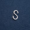 Brooch with initial letter "S" 28x17mm metal color "silver"