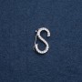 Brooch with initial letter "S" 28x17mm metal color "silver"
