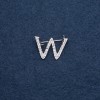 Brooch Initials Letter "W" 29x20mm metal color "Silver"