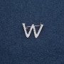 Brooch Initials Letter "W" 29x20mm metal color "Silver"