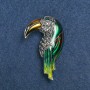 Brooch Toucan Silver-Tinish Metal, Enamel and Rhinestones 36x16mm +