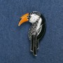 Brooch Turaco silver metal, enamel and crystals 36x16mm +