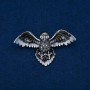 Brooch Bird with enamel and gray rhinestones, silver metal 65x35mm +