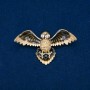 Brooch: Bird with enamel and golden gasoline rhinestones, golden metal 65x35mm +