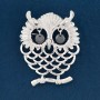 Lace Owl Brooch, silver-gray metal, 40x32mm
