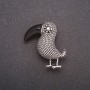 Brooch Bird, metal color gray, 39x36mm