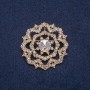 Brooch with Golden Metal and White Rhinestones 40x40mm