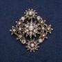Brooch Accent with Beads and Rhinestones, Gold-Tone Metal 53x53mm