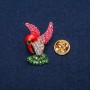 Brooch Colibri Colorful Enamel and Rhinestones, Gold-Tone Metal 23x31mm