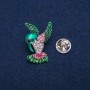 Brooch Colibri colored enamel and crystals, silver-tone metal 23x31mm