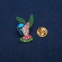 Brooch Colibri Colorful Enamel and Crystals, Gold-Tone Metal 23x31mm