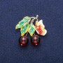 Brooch Pendant Berry with a Butterfly with Beads Garnet (individual) and Enamel, Golden Metal 39x40mm