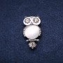 Brooch Owl Cat's Eye Silver Metal 25×46mm