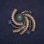 Brooch Accent with Apatite Stone  Apatite mm with Crystals White blue Gold-tone metal
