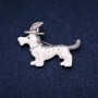 Brooch 'Dachshund in a Hat' in Silver Metal with Enamel and Rhinestones 33x47mm +