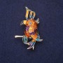 Brooch Parrot Enamel Orange Green Yellow Purple 50x30mm Gold-Toned Metal