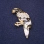 Brooch Parrot Enamel Rhinestones Black and White 51×25mm Golden Metal