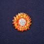 Brooch Flower with enamel and crystals orange 29mm golden metal