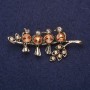 Brooch Birds on a Branch with Champagne Crystals Gold Metal 55x25mm