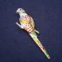 Brooch Parrot with enamel and crystals color white blue green pink 90x25mm silver metal