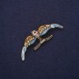 Brooch - Swallow Enamel with Crystals Yellow-Blue 54x18mm Gold-tone Metal