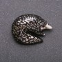 Brooch Hedgehog, silver-toned metal and enamel 38x29mm +