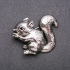 Brooch Squirrel with gray enamel, silver metal 37x48mm