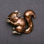 Brooch Squirrel enamel brown-golden metal 48x38mm