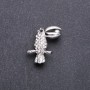 Brooch Bird Toucan with White Crystals 32×20mm White Metal
